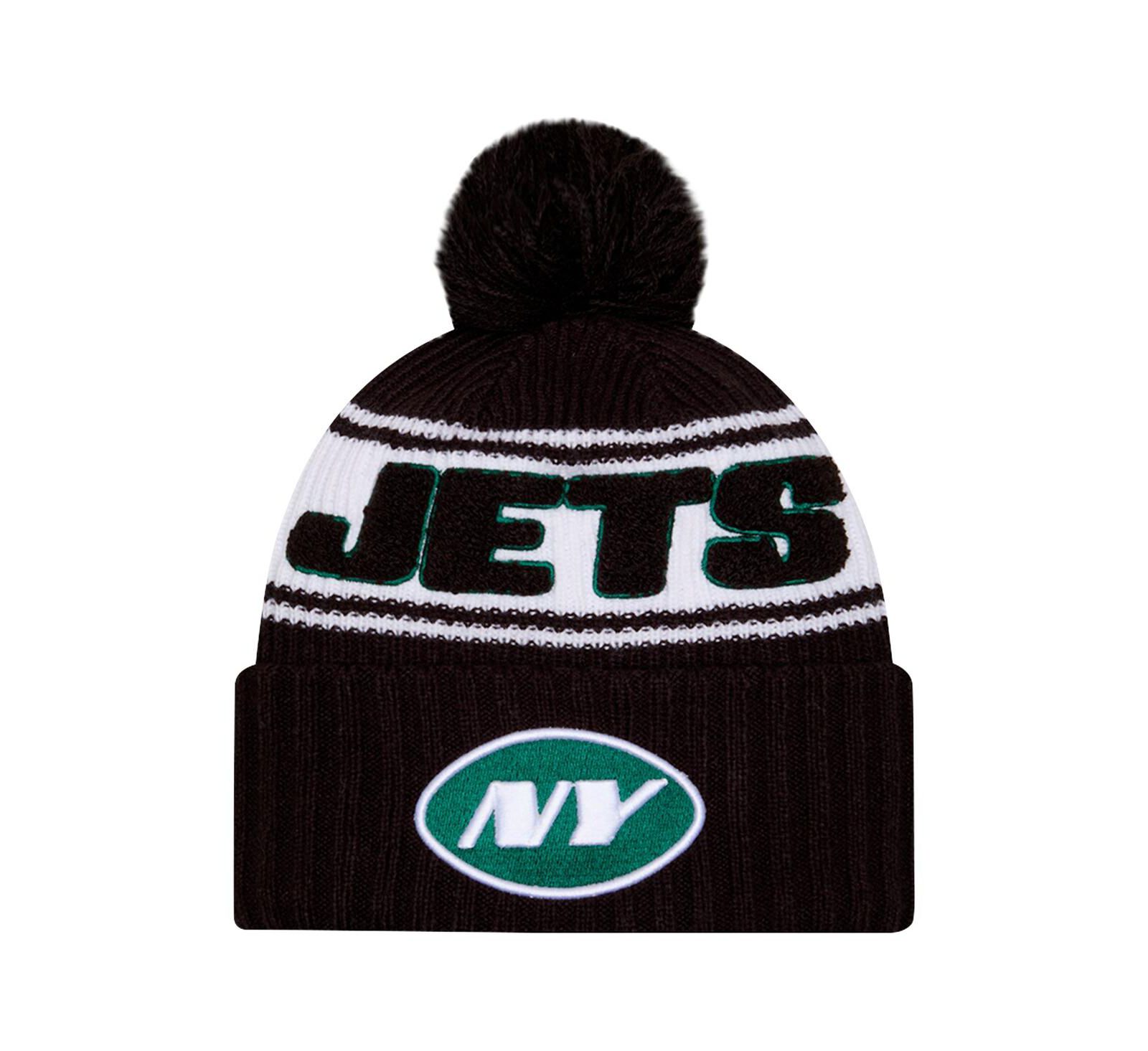 New Era Men's Black New York Jets 2024 Sideline Cuffed Knit Hat with Pom