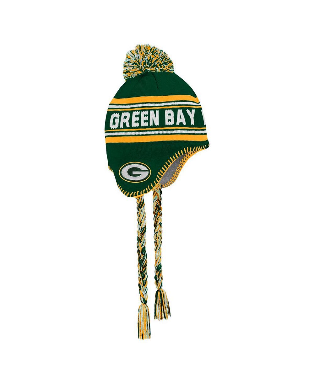 Детская вязаная шапка Outerstuff Green Bay Packers с кисточками и помпоном, для дошкольников, зеленого цвета