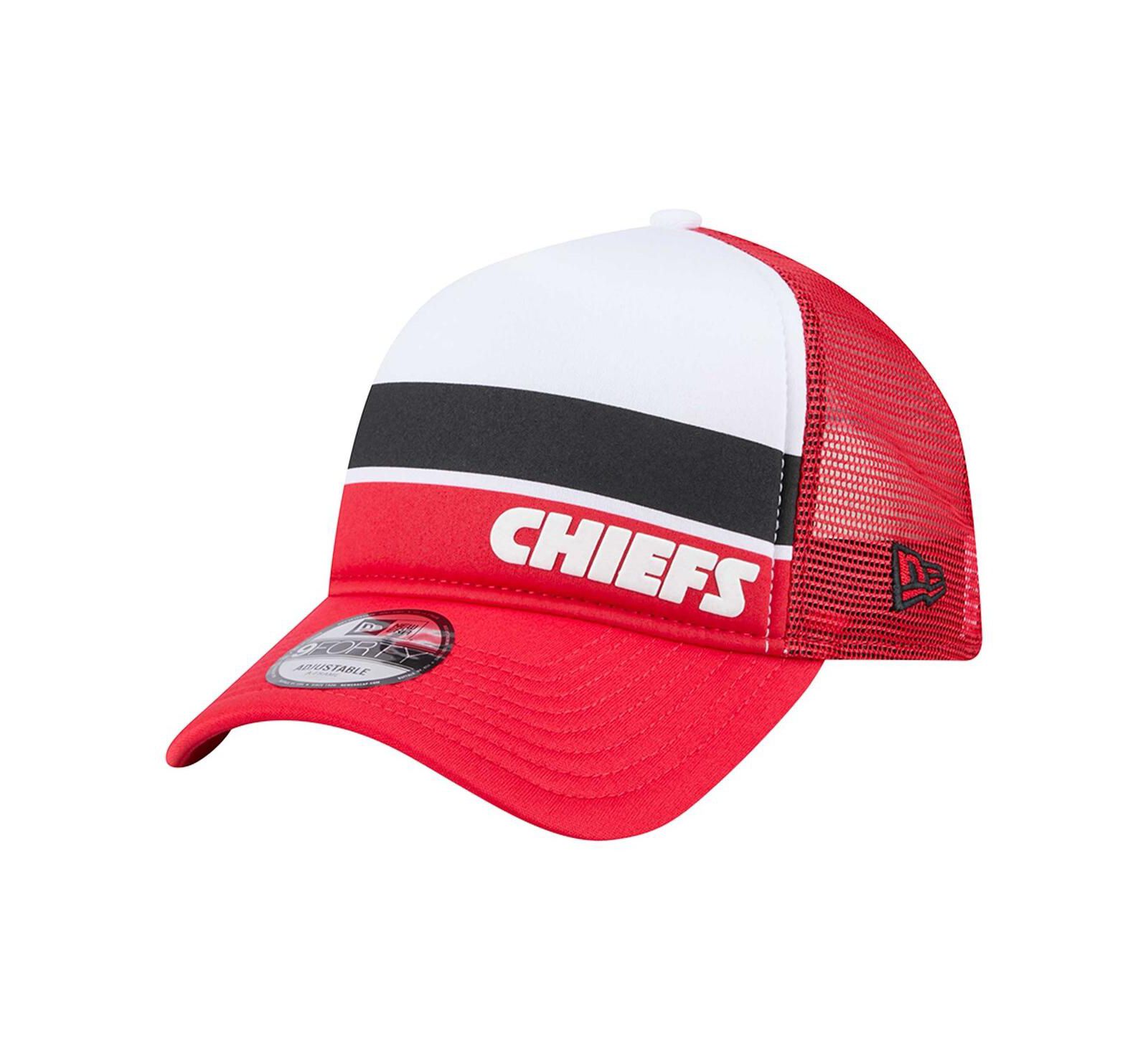 New Era Кепка 9FORTY A-Frame Trucker для мальчиков и девочек, красно-черная Kansas City Chiefs Sport Night Color Block, регулируемая