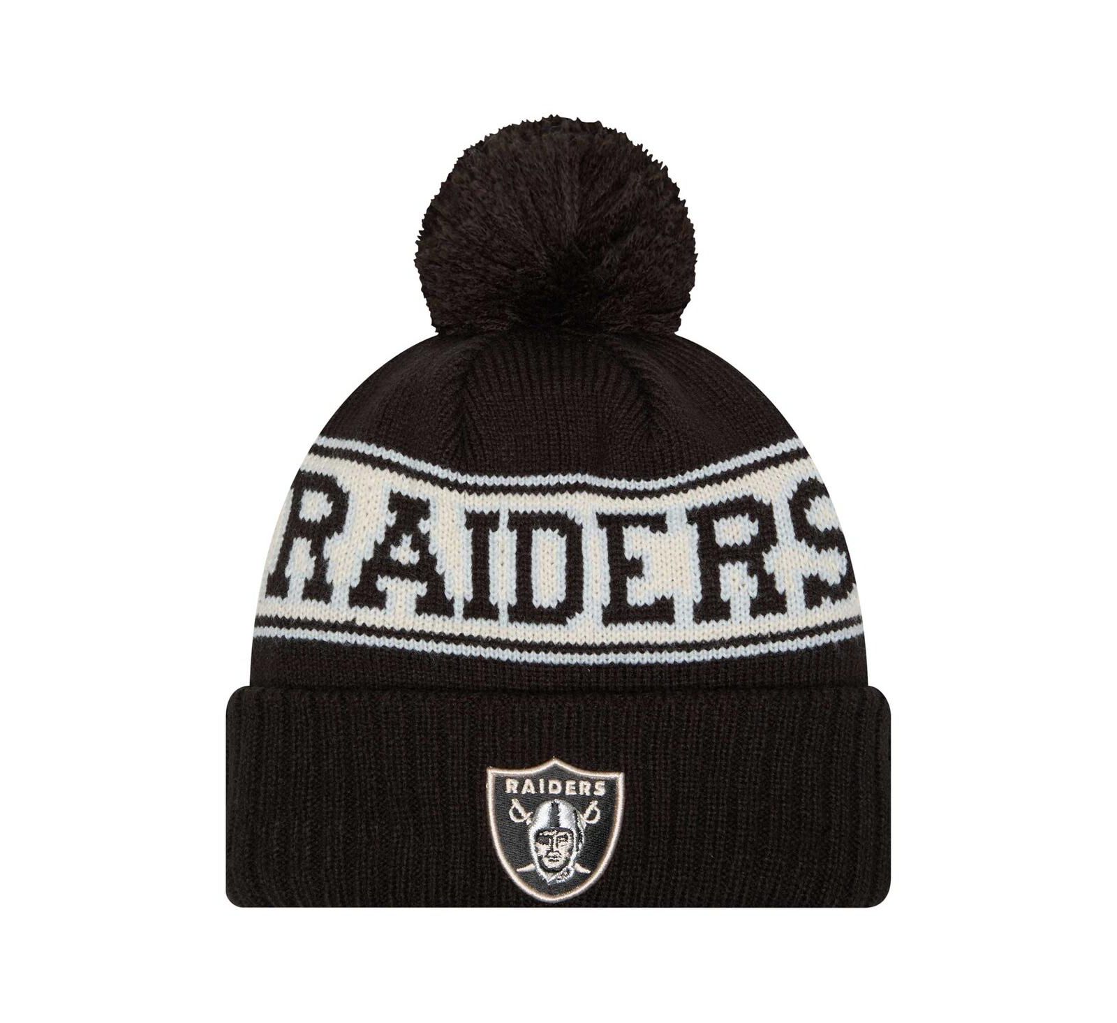 New Era вязаная шапка с помпоном для детей, черная, ретро, Las Vegas Raiders