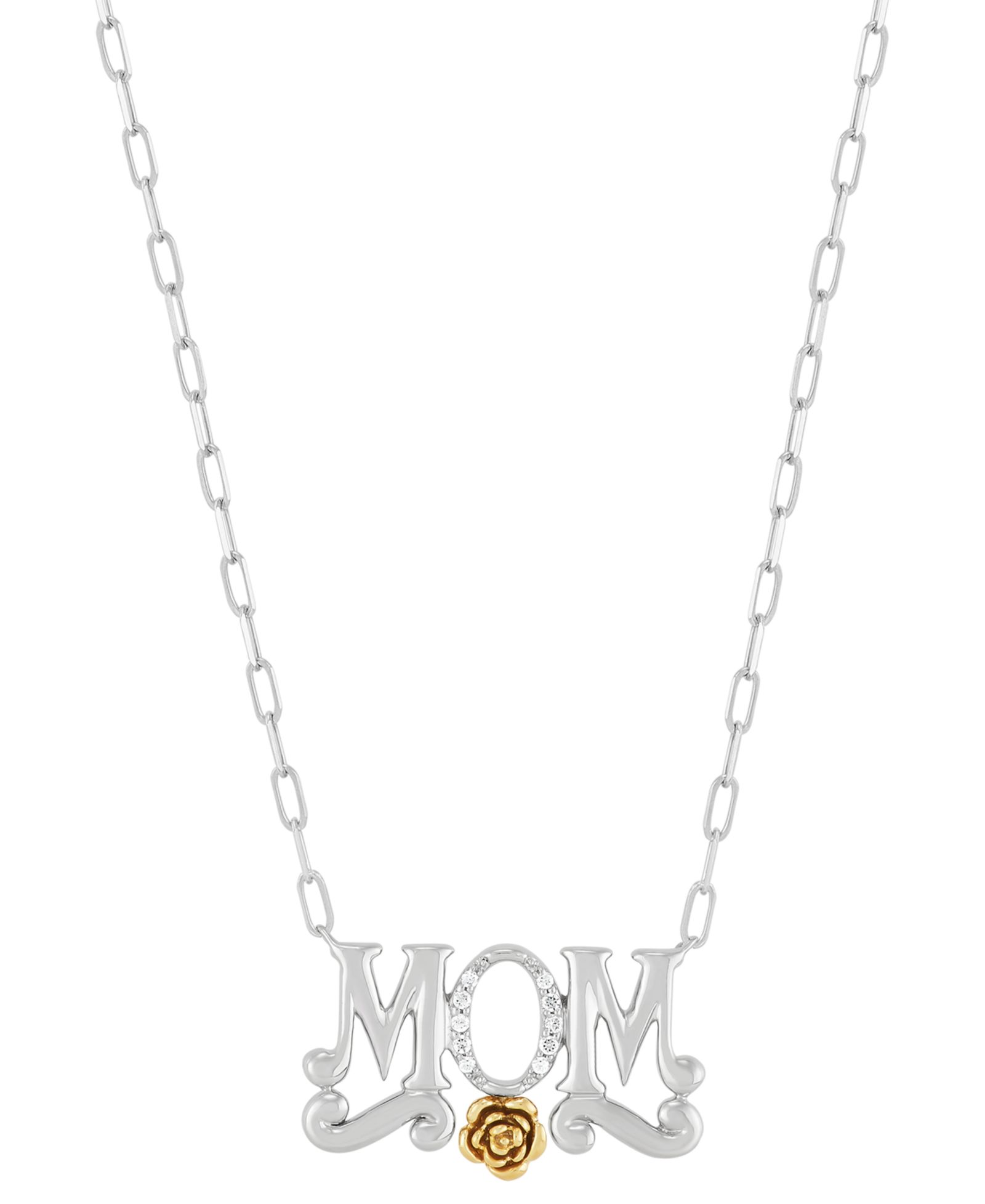 Ожерелье Diamond Accent MOM Rose 18" из стерлингового серебра и позолоченного золота 14k