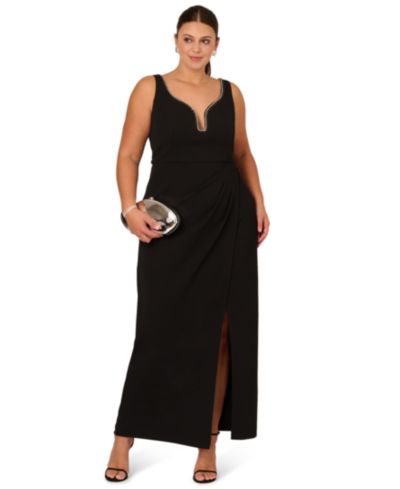Adrianna Plus Size Embellished Crepe Gown