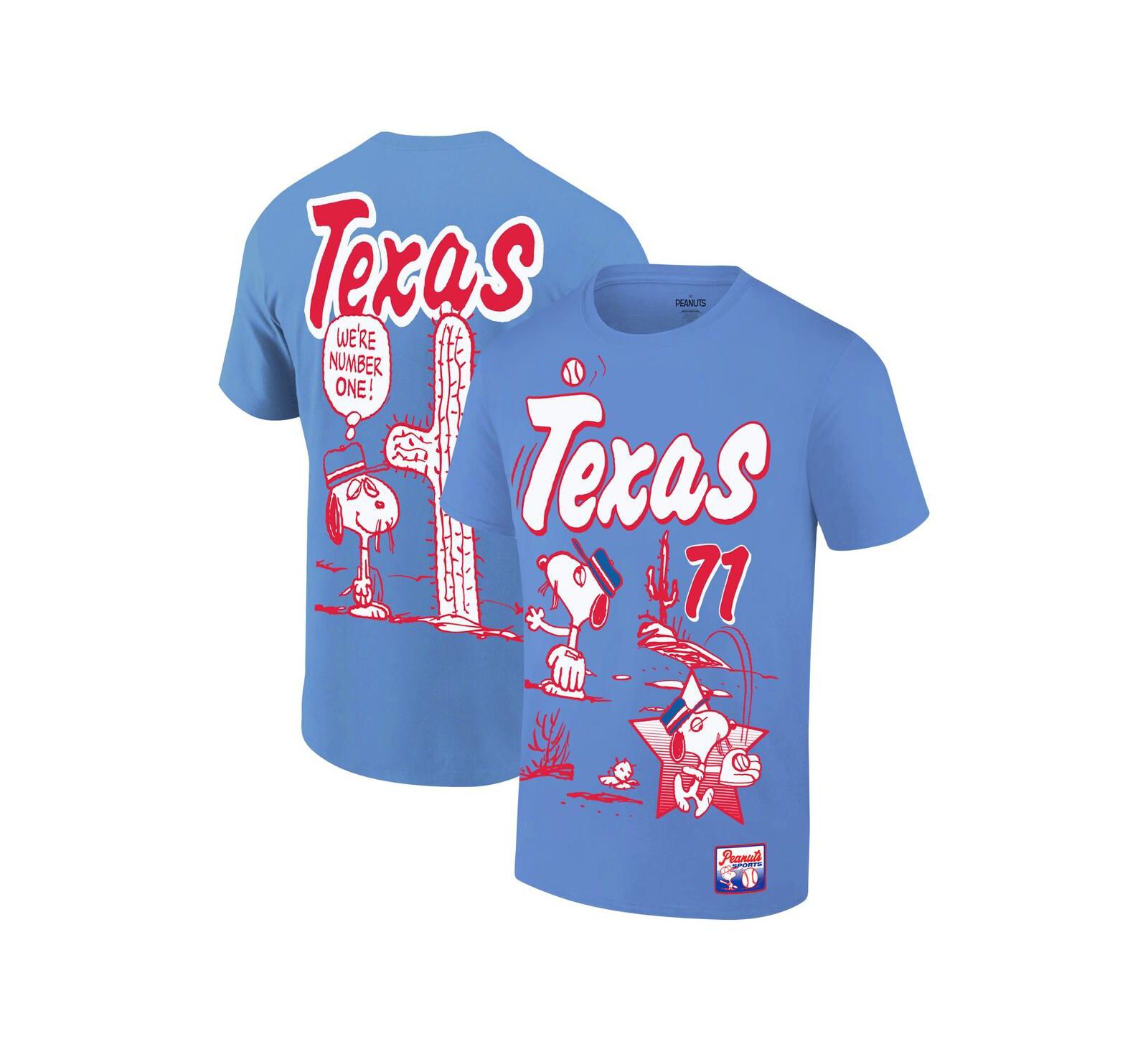 Ripple Junction Men's Royal Peanuts Texas Baseball T-Shirt