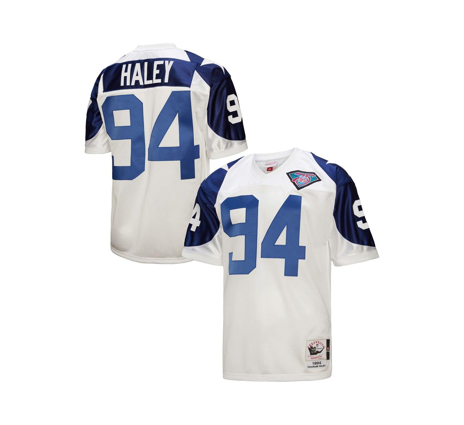 Мужская джерси Mitchell & Ness Charles Haley White Dallas Cowboys 1994 Authentic Throwback Retired Player