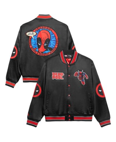 Мужская куртка Chalk Line Black/Red Deadpool Fanimation Satin Full-Snap