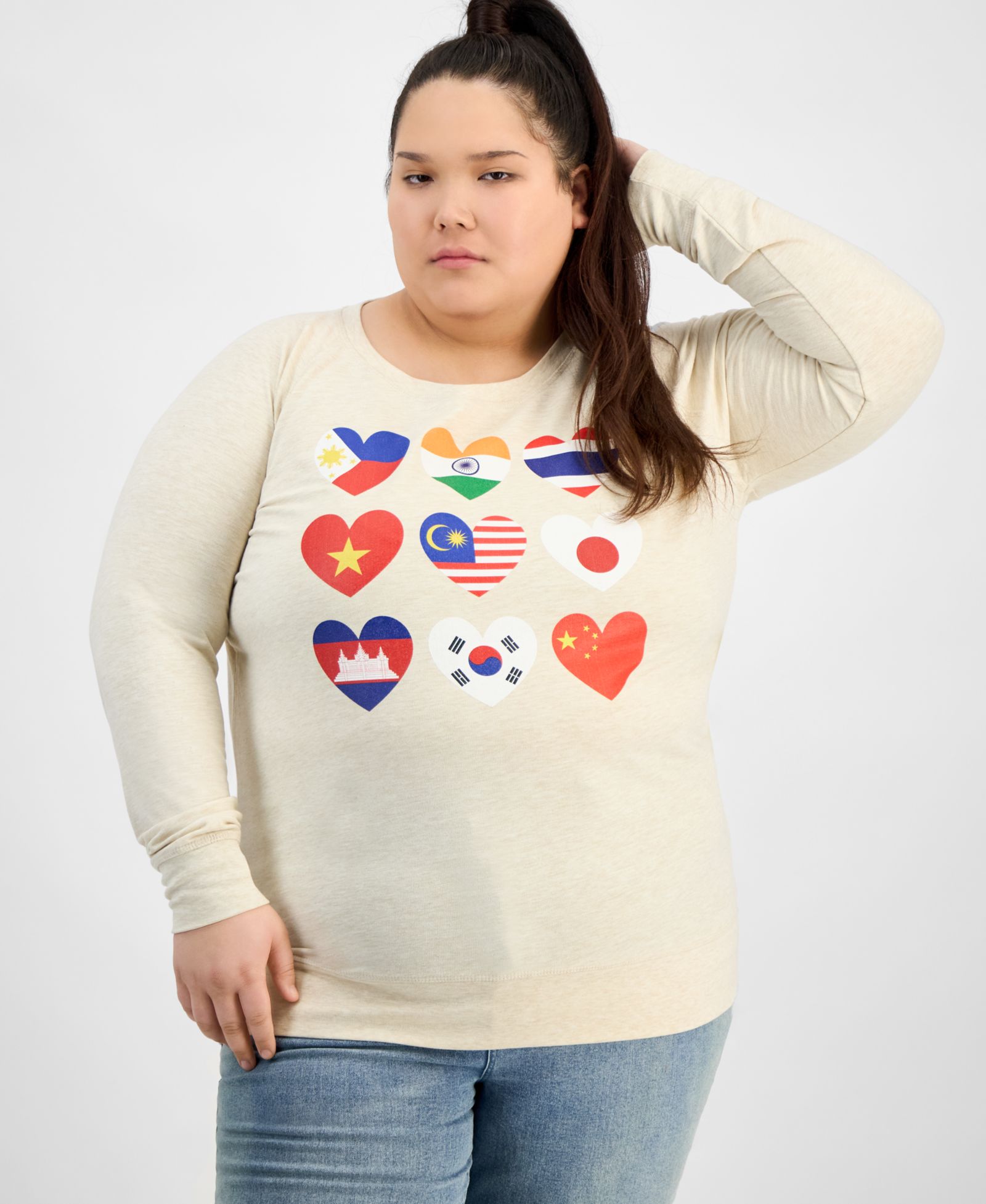 Женский топ Hybrid Apparel Trendy Plus Size Cotton AAPI Hearts Graphic