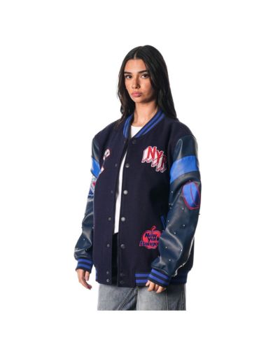 The Wild Collective Женская университетская куртка Full-Snap New York Rangers, синяя