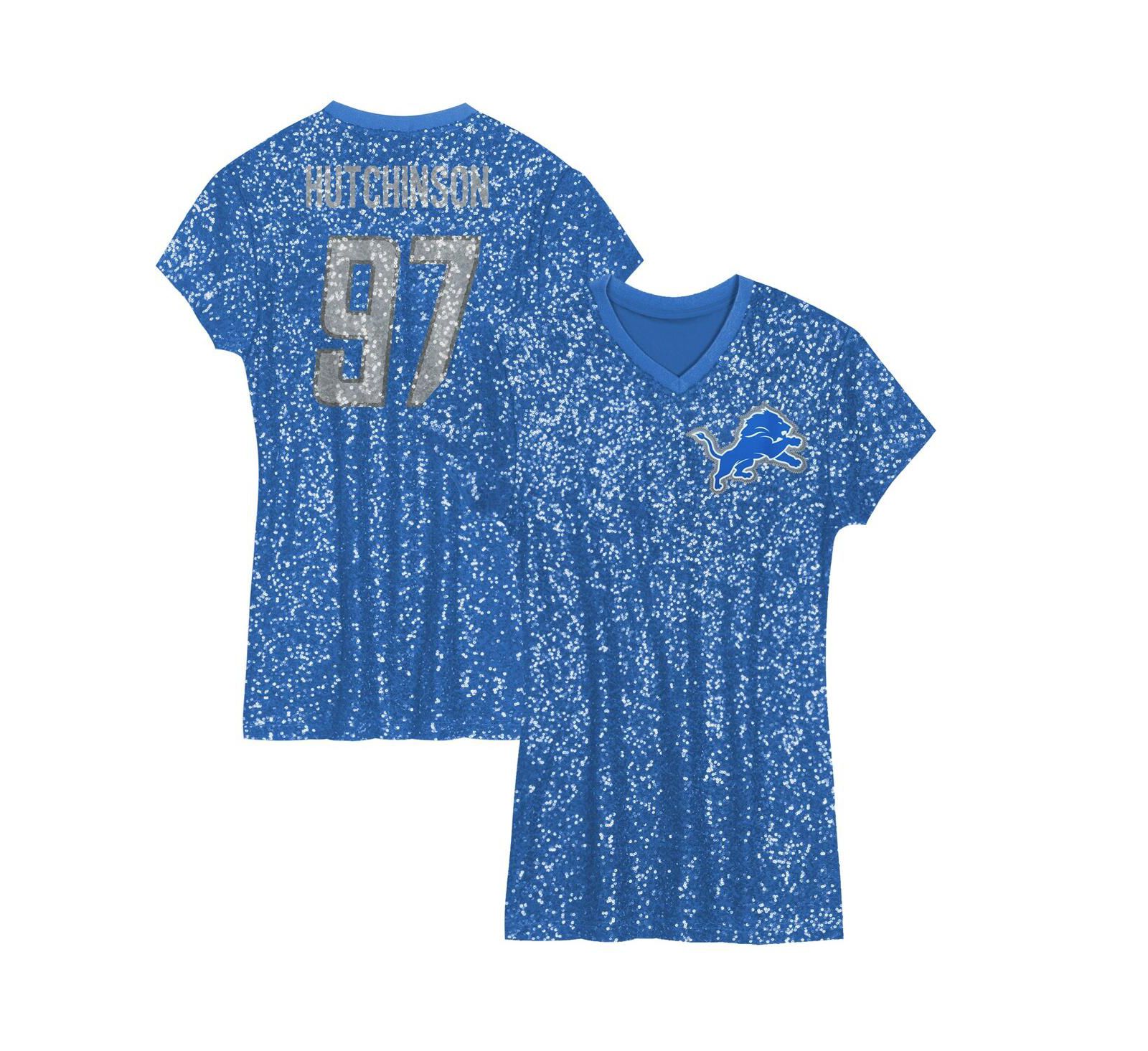 Детское платье Outerstuff Aidan Hutchinson Blue Detroit Lions Sequin