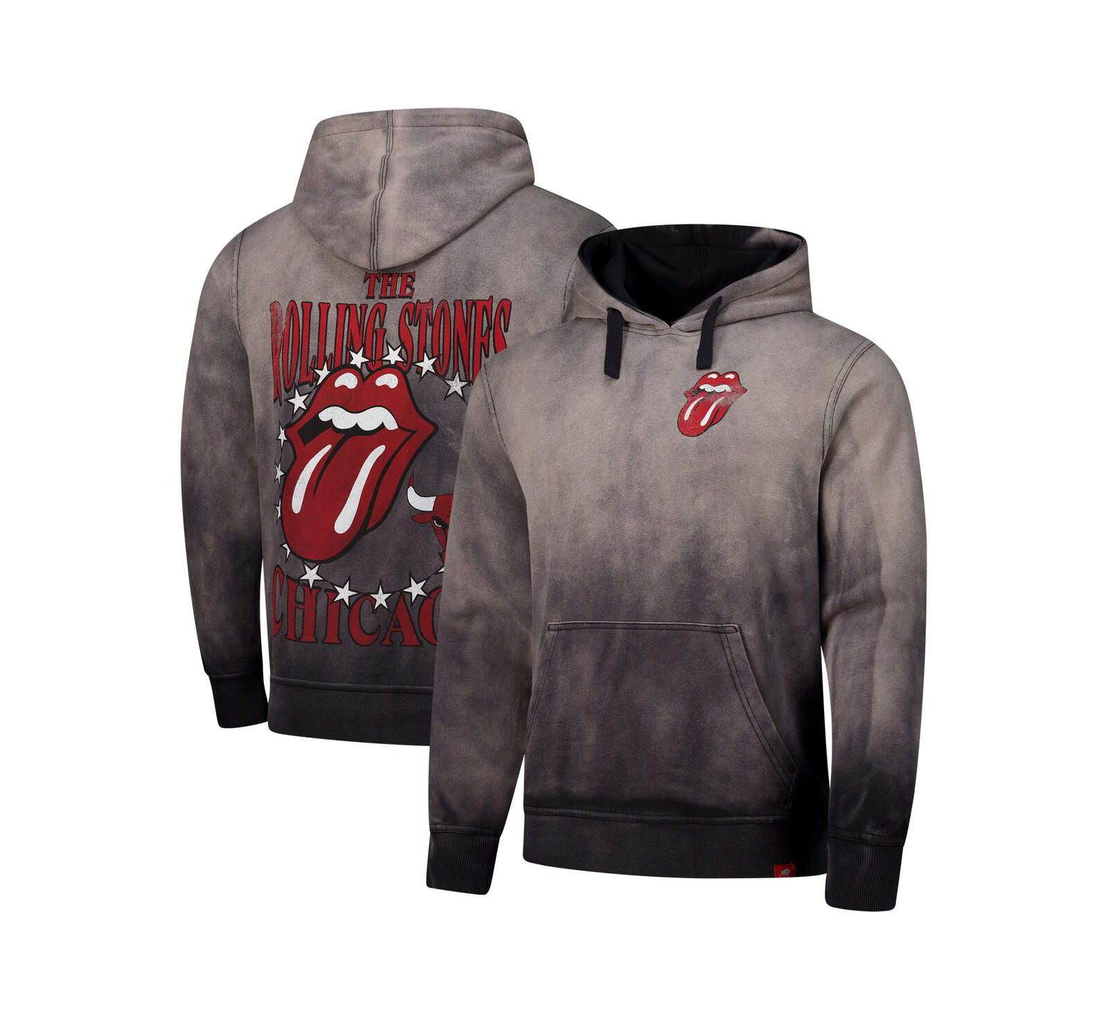 Худи Sportiqe Men's и Women's Gray Rolling Stones x Chicago Bulls Collab Pullover