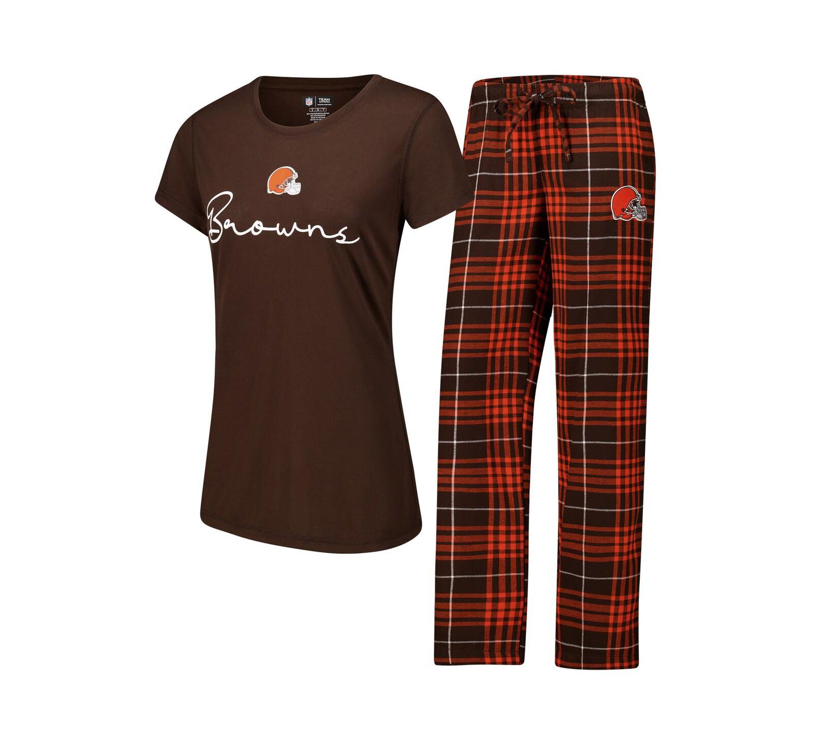 Concepts Sport Women's Cleveland Browns Vector T-Shirt Flannel Pants Sleep Set