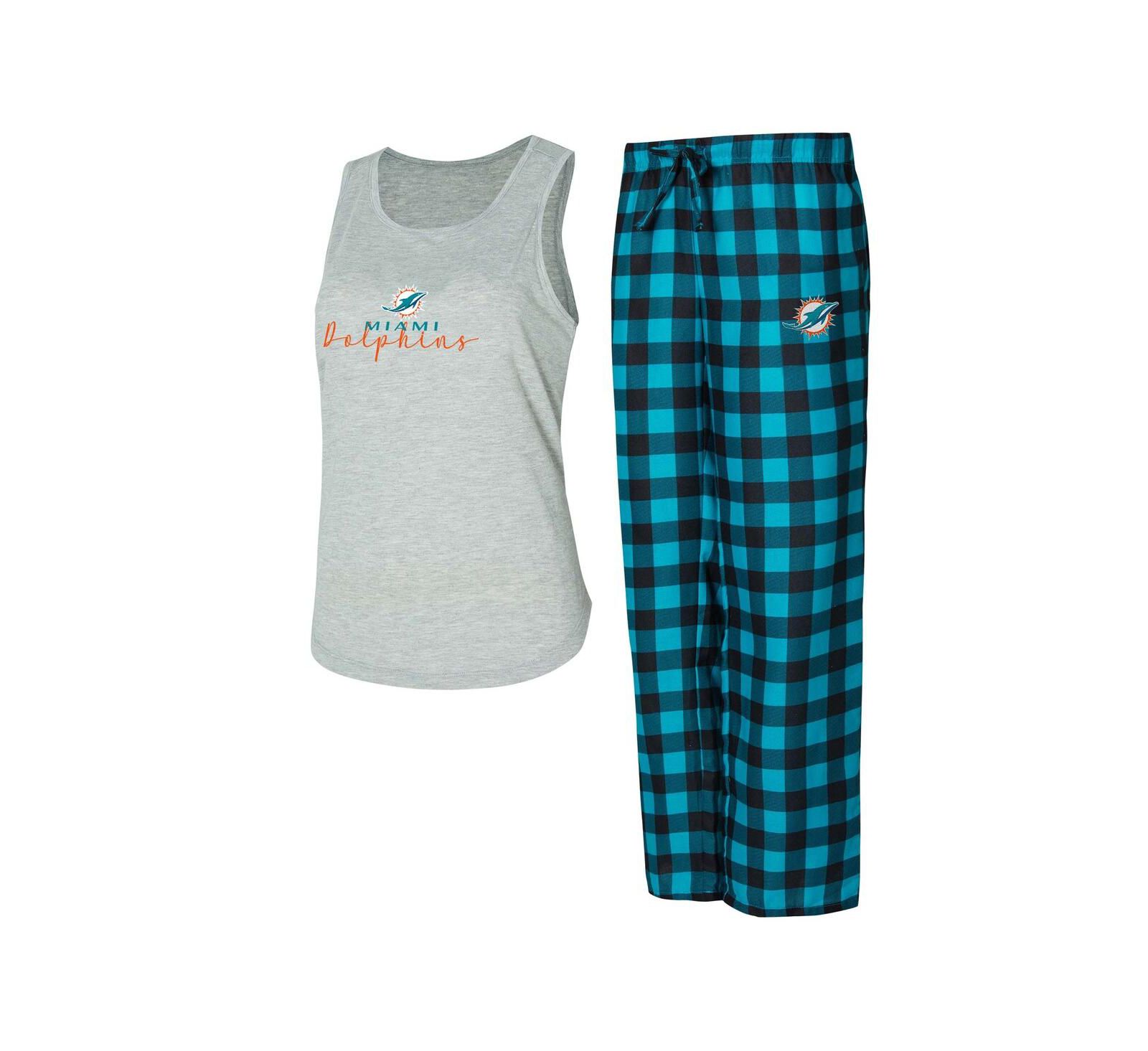 Concepts Sport Women's Gray/Aqua Miami Dolphins Petition Tank Top and Pants Sleep Set