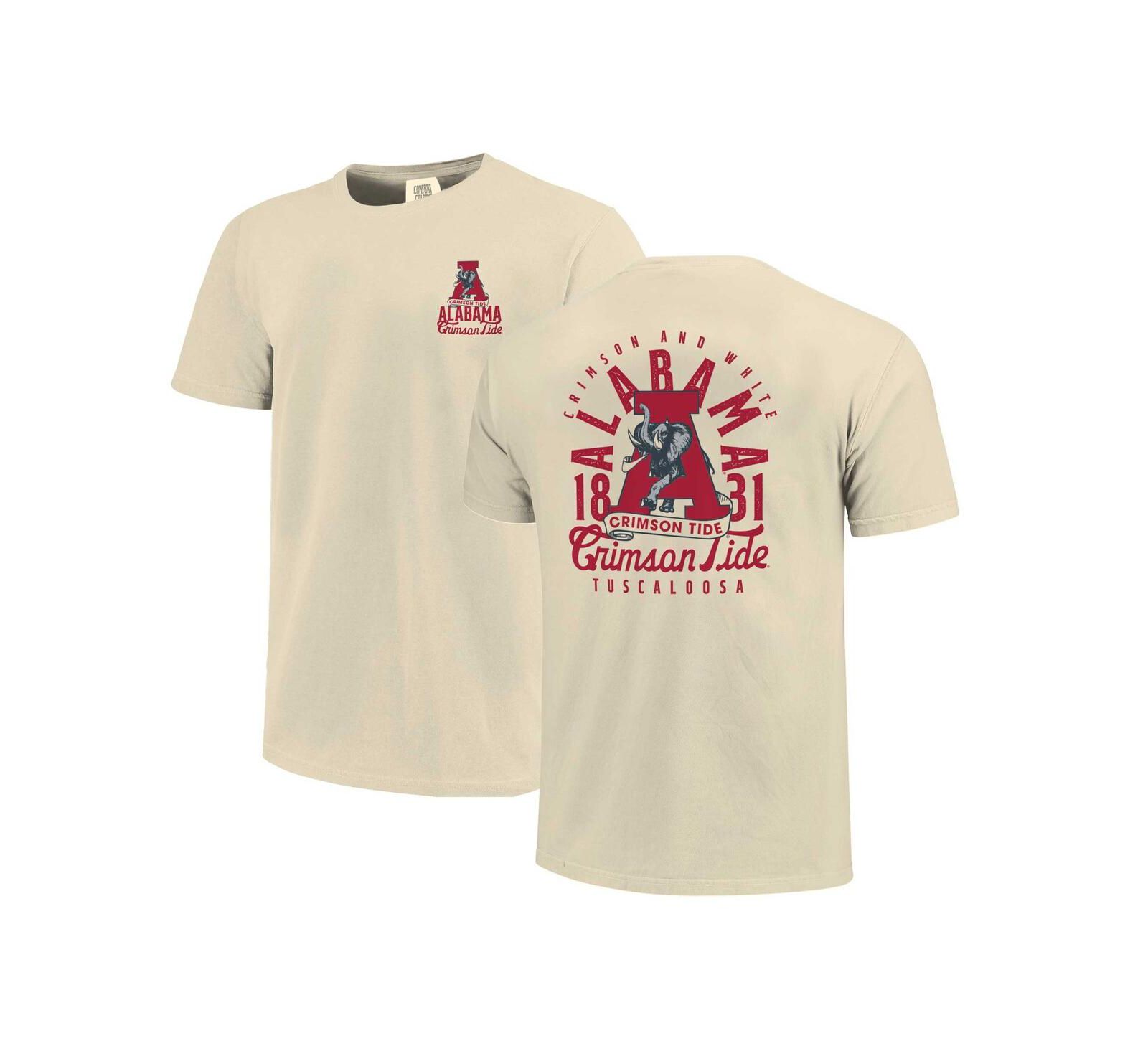 Image One Men's Cream Alabama Crimson Tide Comfort Colors Mascot Overlay T-Shirt