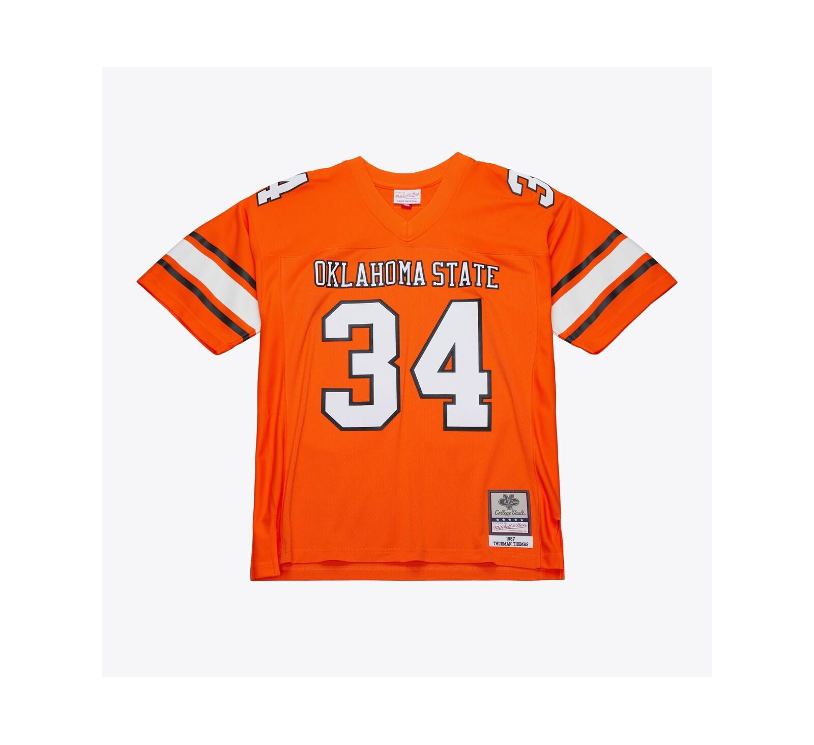 Мужская джерси Mitchell & Ness Thurman Thomas Oklahoma State Cowboys 1987 Replica оранжевого цвета