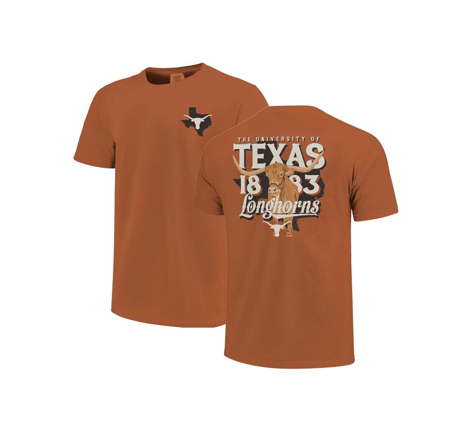 Футболка Image One Men's and Women's Burnt Orange Texas Longhorns Bevo State Comfort Colors
