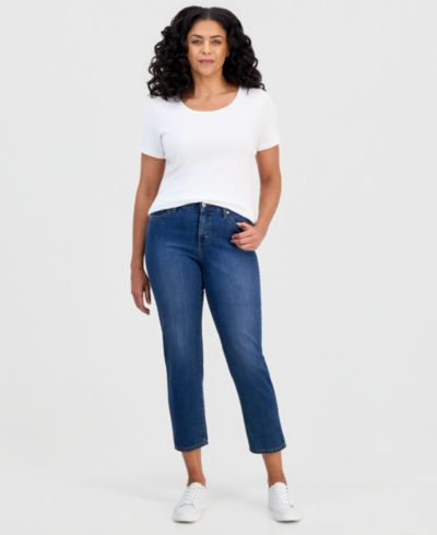 Style & Co Women's Mid-Rise Straight Leg Ankle Jeans, Exclusively at Macy's