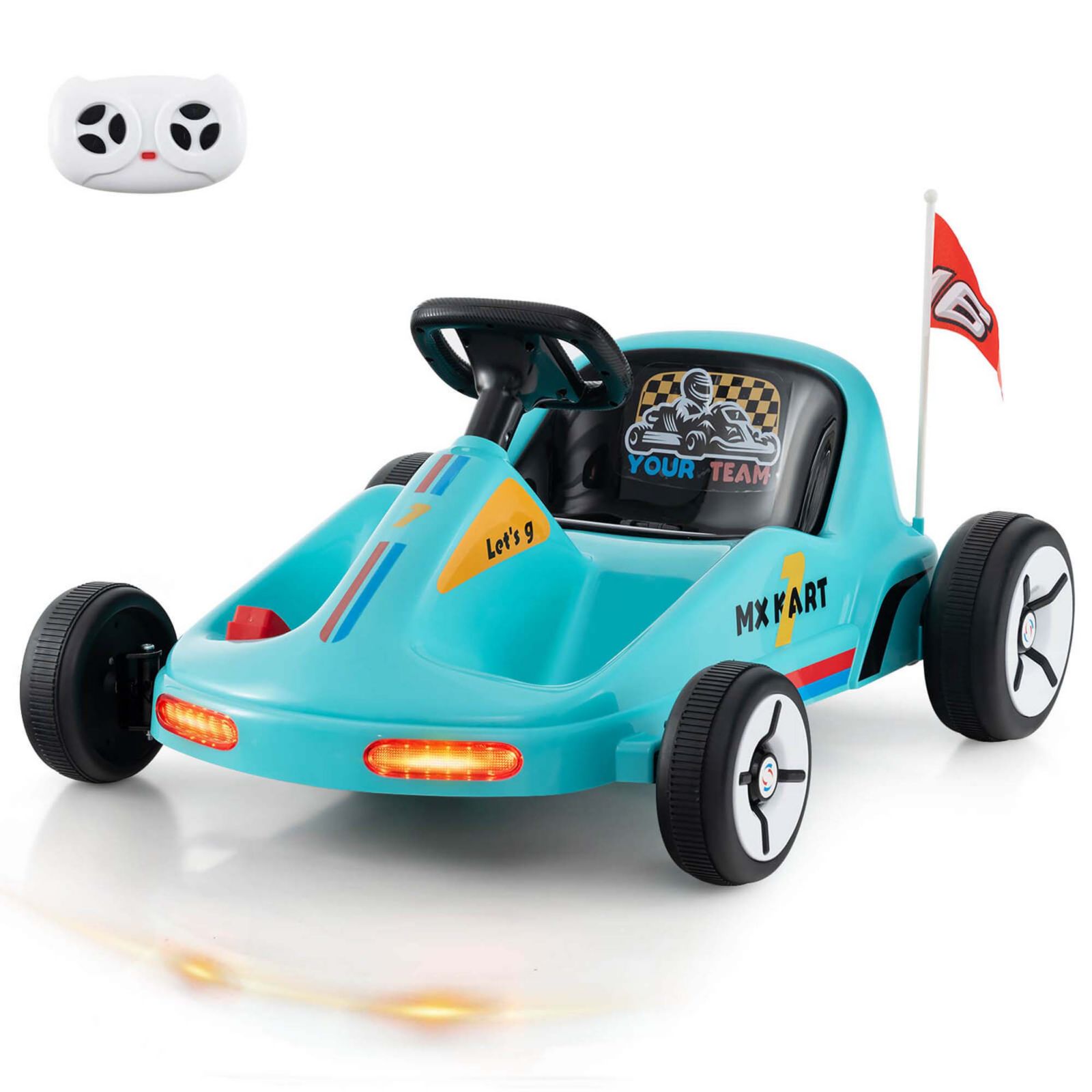 Costway 12V 7AH Battery-Powered Electric Go Kart with Remote Control and Dual Motors, 66 lb. Capacity, Ages 3+