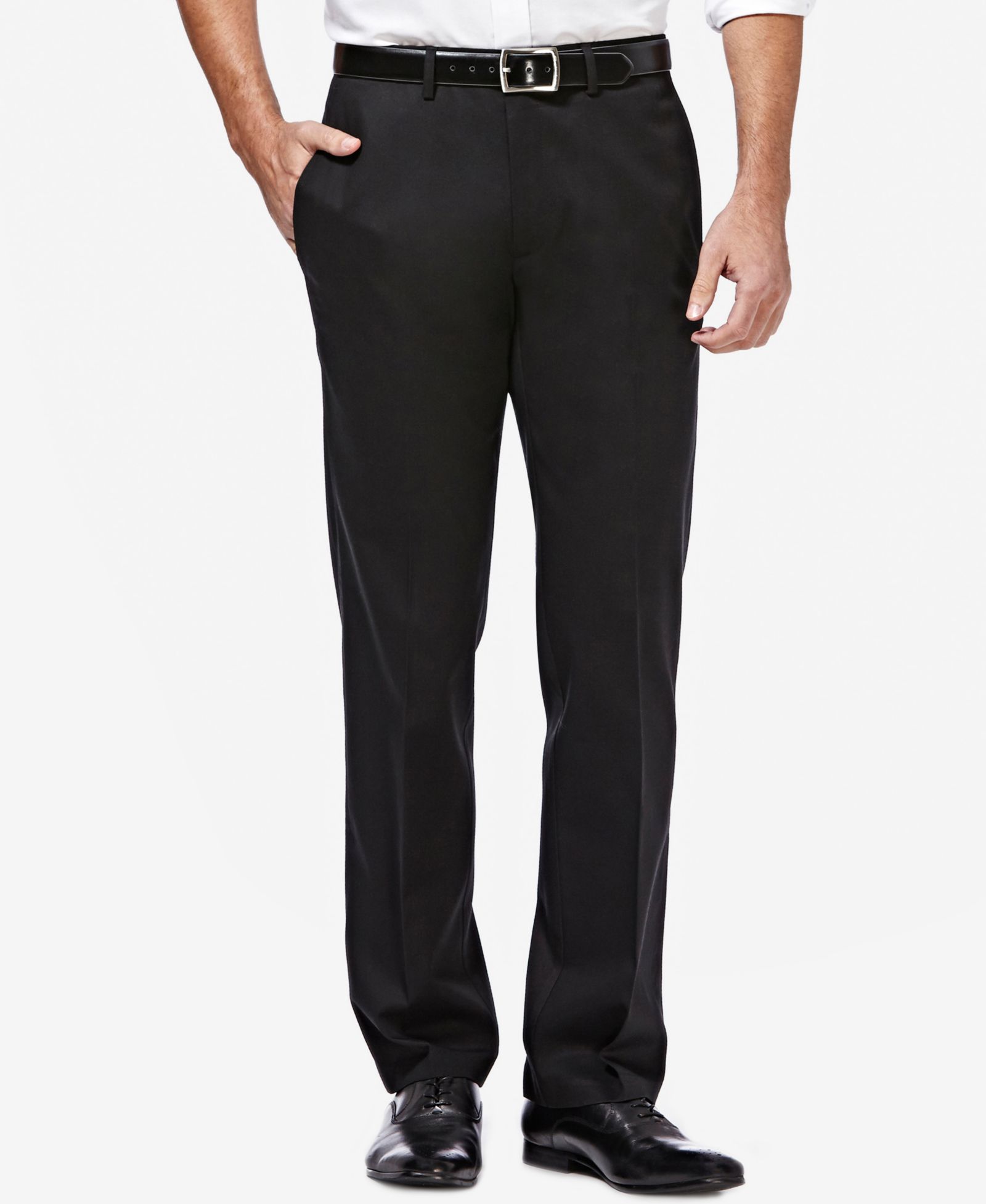 Haggar Men’s Premium No Iron Khaki Straight-Fit Stretch Flat-Front Pants