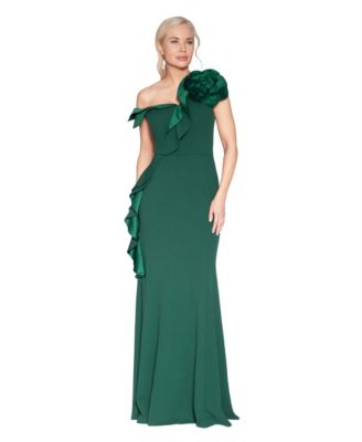 WHITE TIE by Shani Women's Asymmetric Ruffled Sleeveless Gown