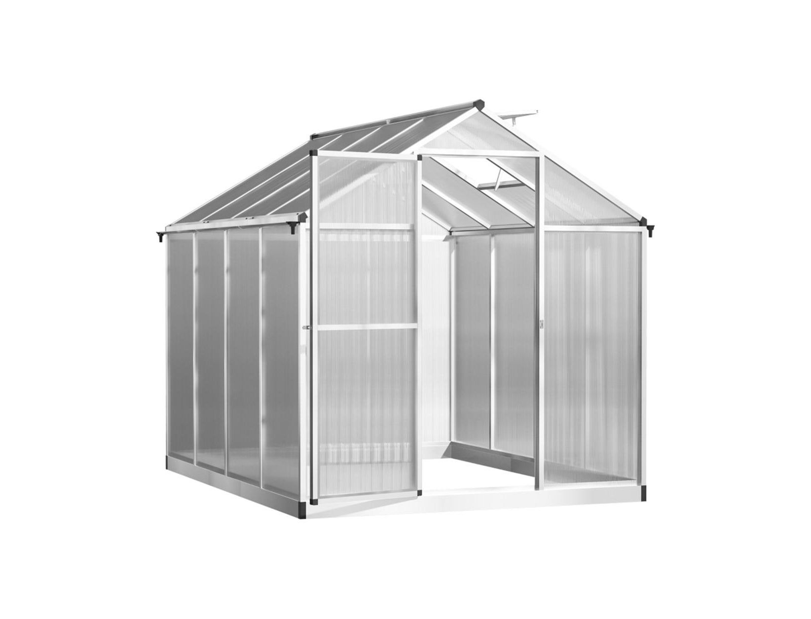 Садовая теплица Slickblue Outdoor Walk-In Polycarbonate с вентиляционным люком-крышей Silver