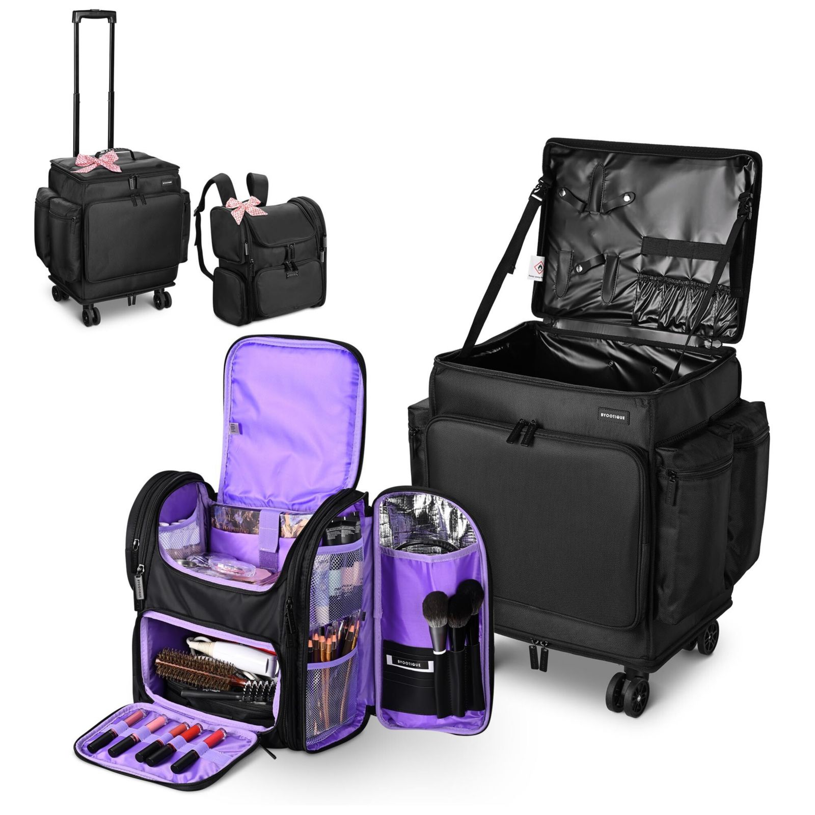 Косметический кейс Byootique Rolling Makeup Train Case с рюкзаком