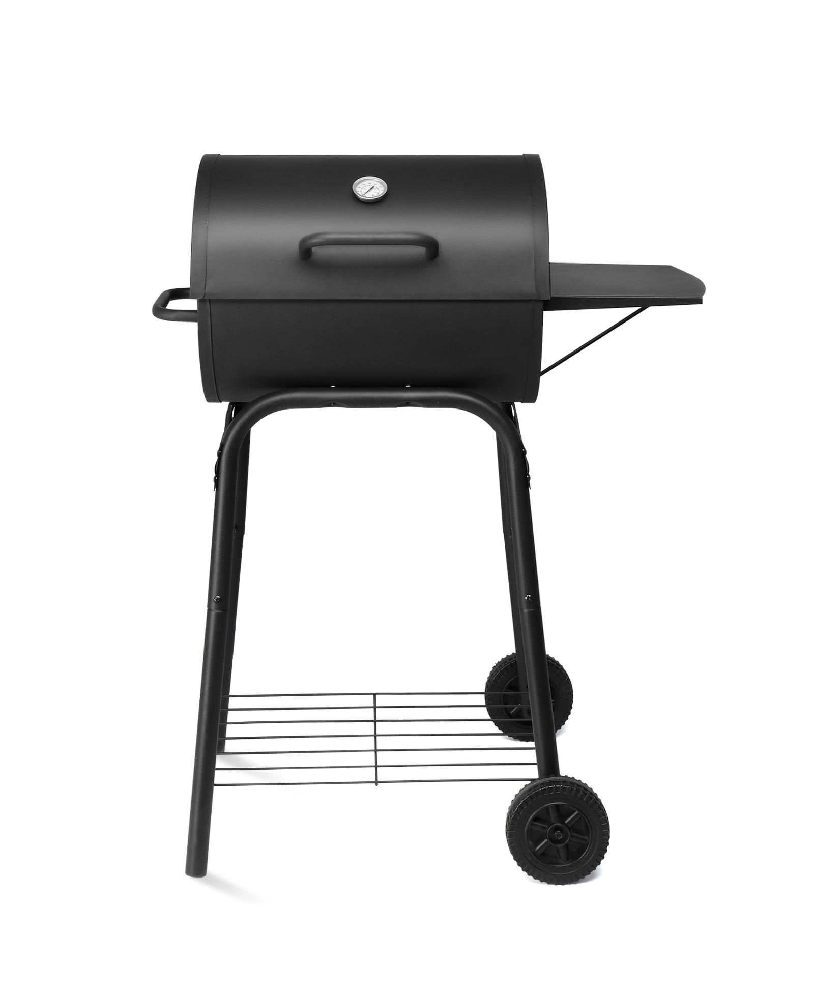 Outdoor BBQ Charcoal Grill with Spacious Cooking Area, Prep Table and Easy Mobility Design-Black