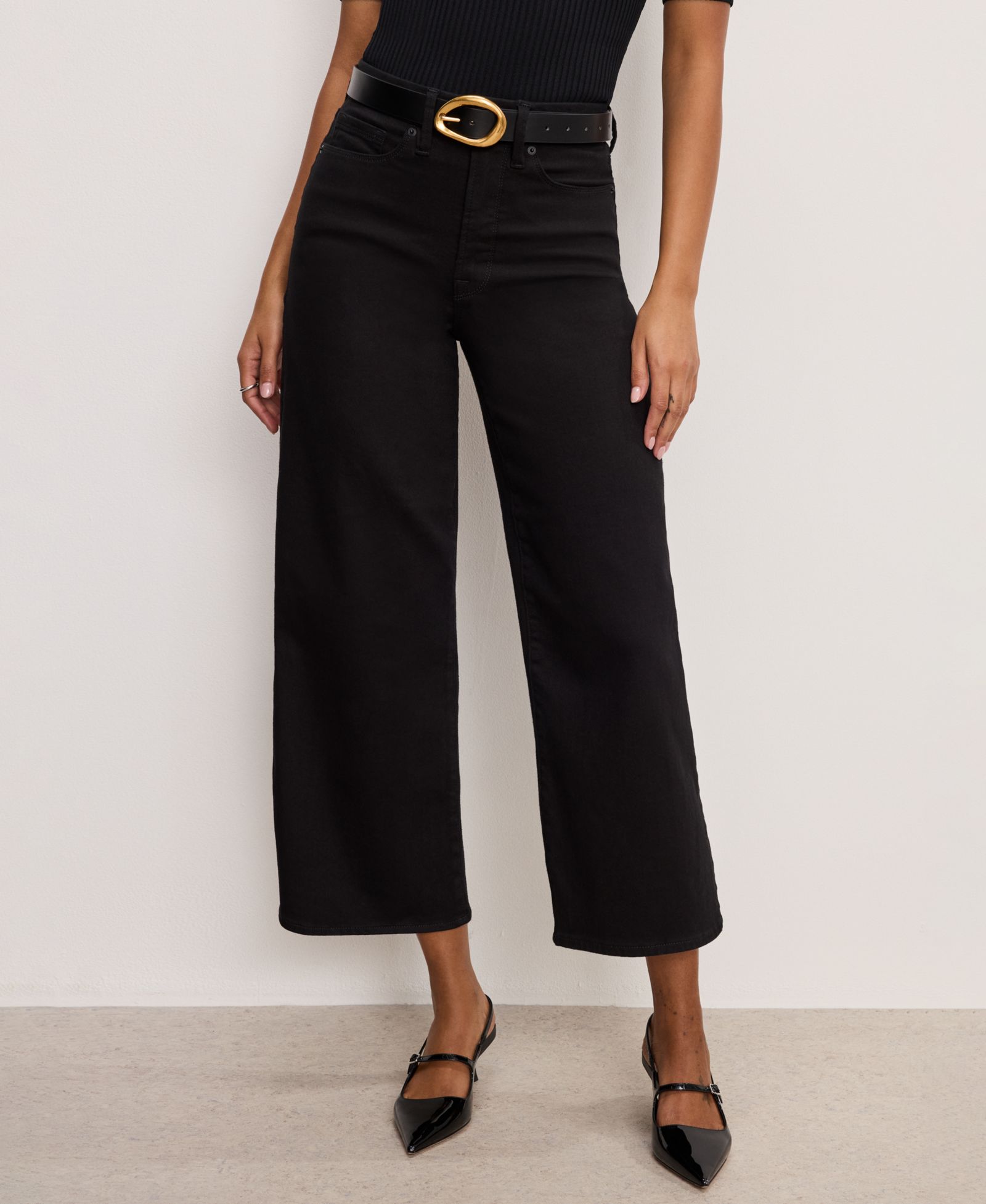 Good American Women's Cropped Palazzo Jeans