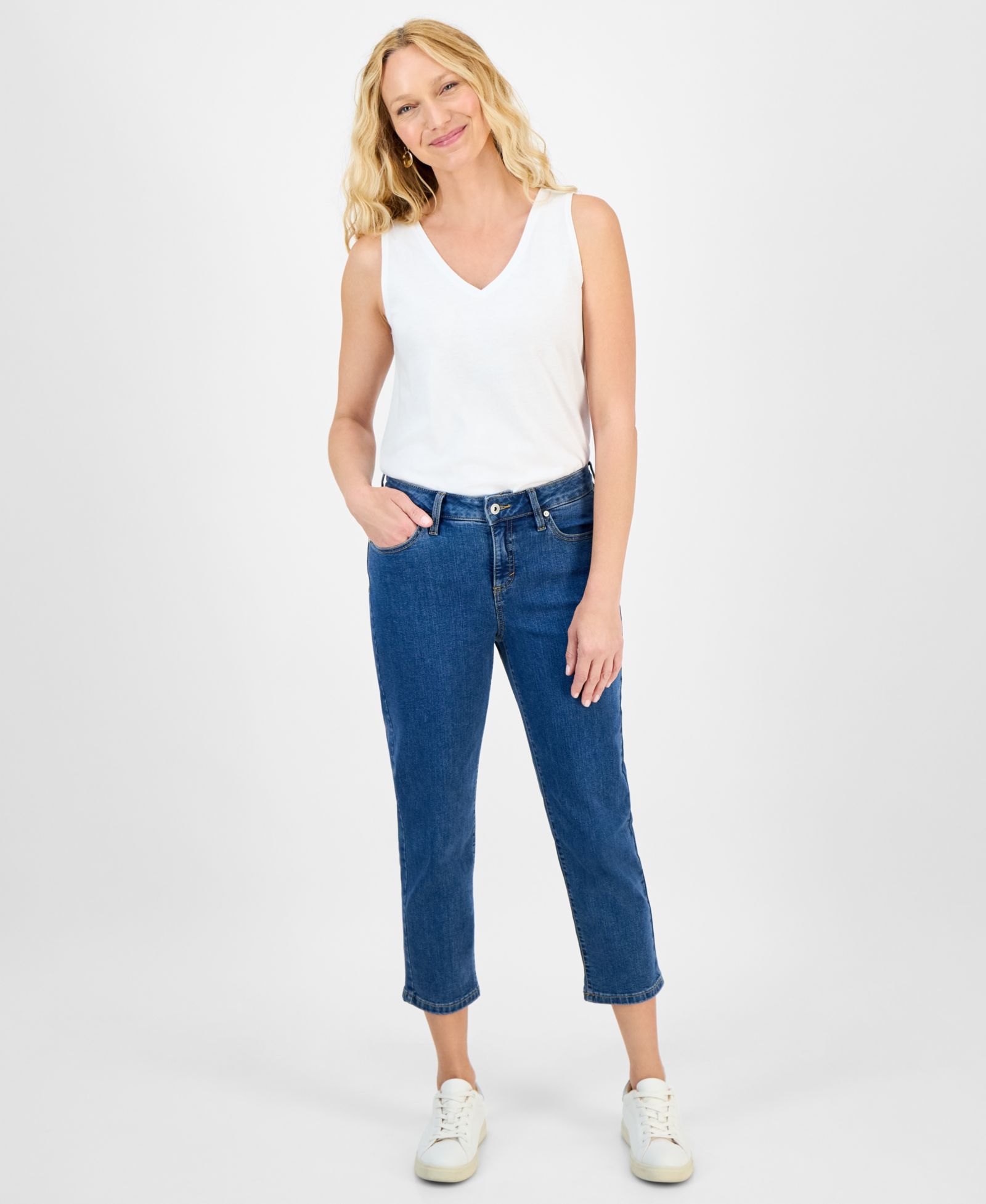 Style & Co Petite Mid-Rise Straight Leg Ankle Jeans, Exclusively at Macy's