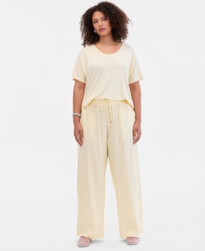 Женские широкие брюки I.N.C. International Concepts Plus Size Solid Drawstring Wide-Leg