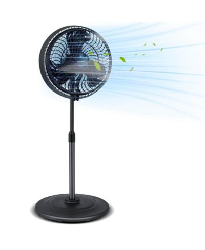 Costway, 16" Oscillating Misting Pedestal Fan with Hose Connector and 3 Micro-Mist Levels