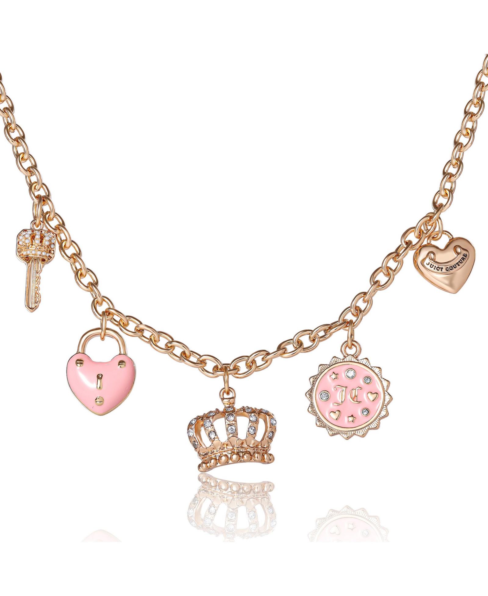 Juicy Couture ожерелье Tone Charm с эмалью и кристаллами