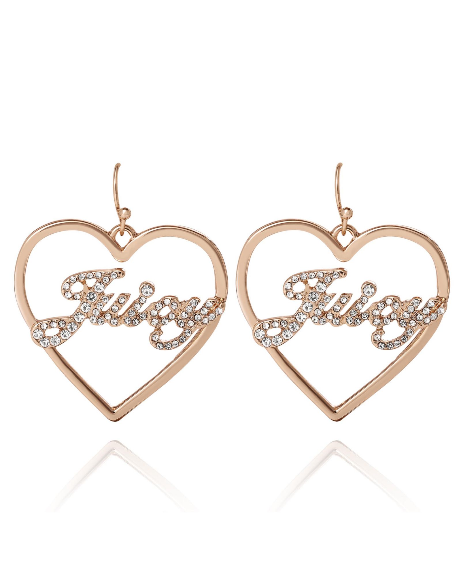 Juicy Couture Серьги с кристаллами Crystal Heart Drop Script Logo