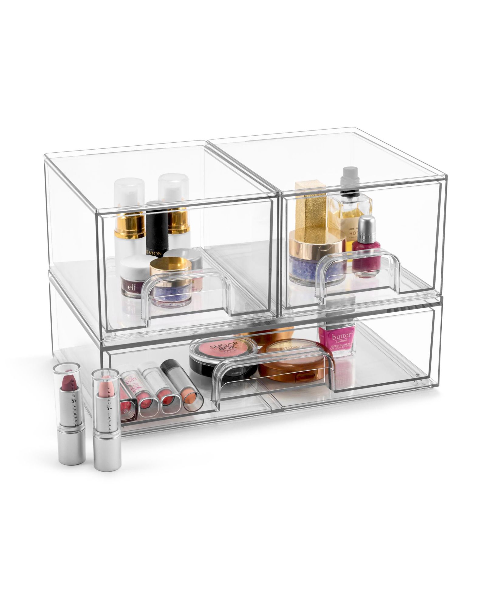 Sorbus 3 Piece Clear Acrylic Drawer Organizers - Makeup Case Pull-Out Drawers (4.4   Tall and 12.1   Wide)