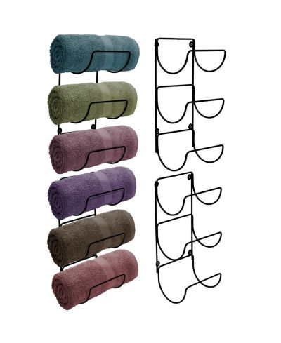 Sorbus 6" L x 5" W x 12.75" H Set of 4 Wall-Mount Towel Rack - Great for Organizing Rolled Bath Towels, Washcloths, Linens (Holds 12)