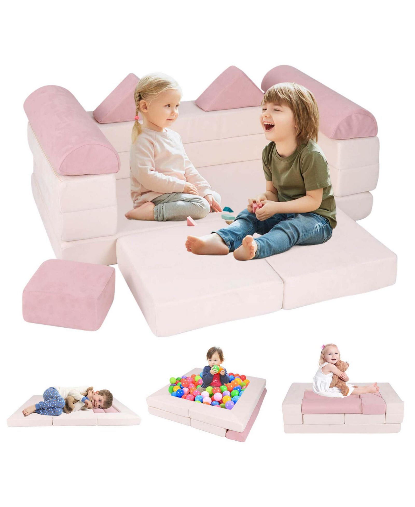 Costway Kids Modular Play Couch 9-Piece Building Set, Ages 3+