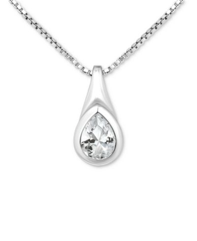 Giani Bernini Cubic Zirconia Pear-Shaped Pendant Necklace in Sterling Silver, 16" + 2" extender, Exclusively at Macy's
