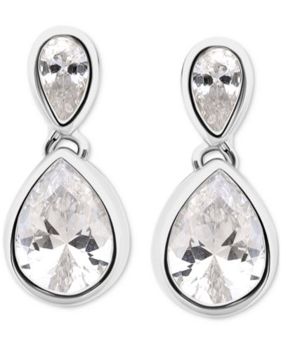Giani Bernini Cubic Zirconia Mixed Cut Bezel Frame Drop Earrings, Exclusively at Macy's