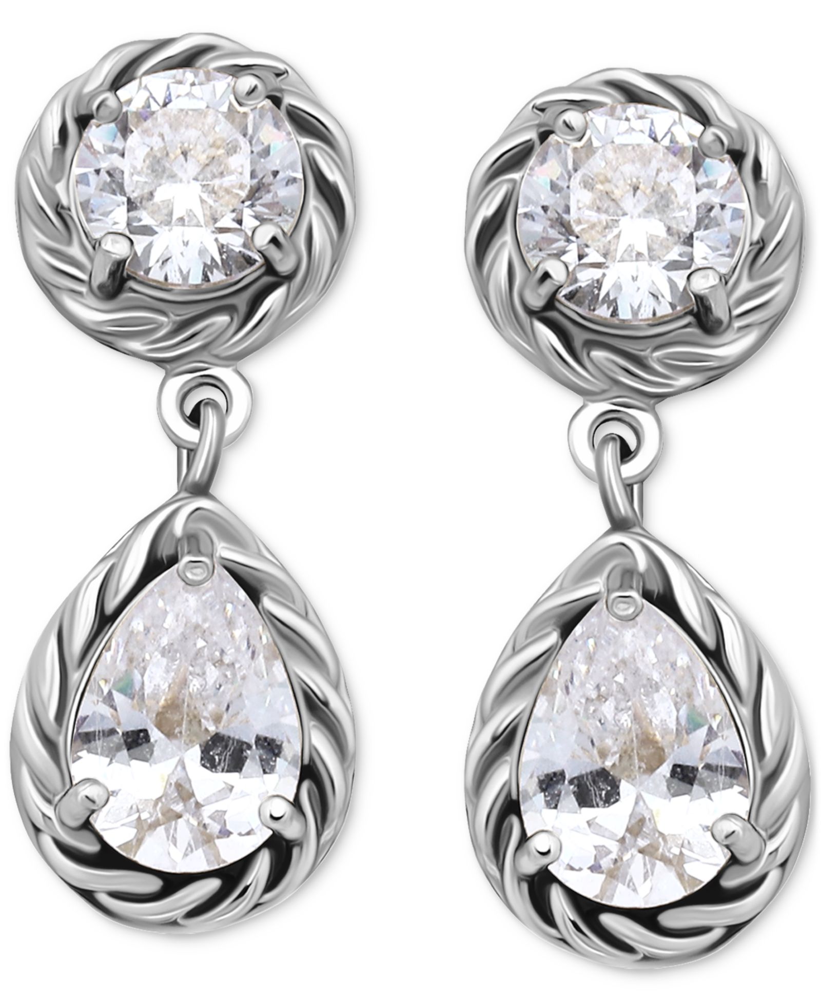 Giani Bernini Cubic Zirconia Mixed Cut Rope Frame Drop Earrings, Exclusively at Macy's