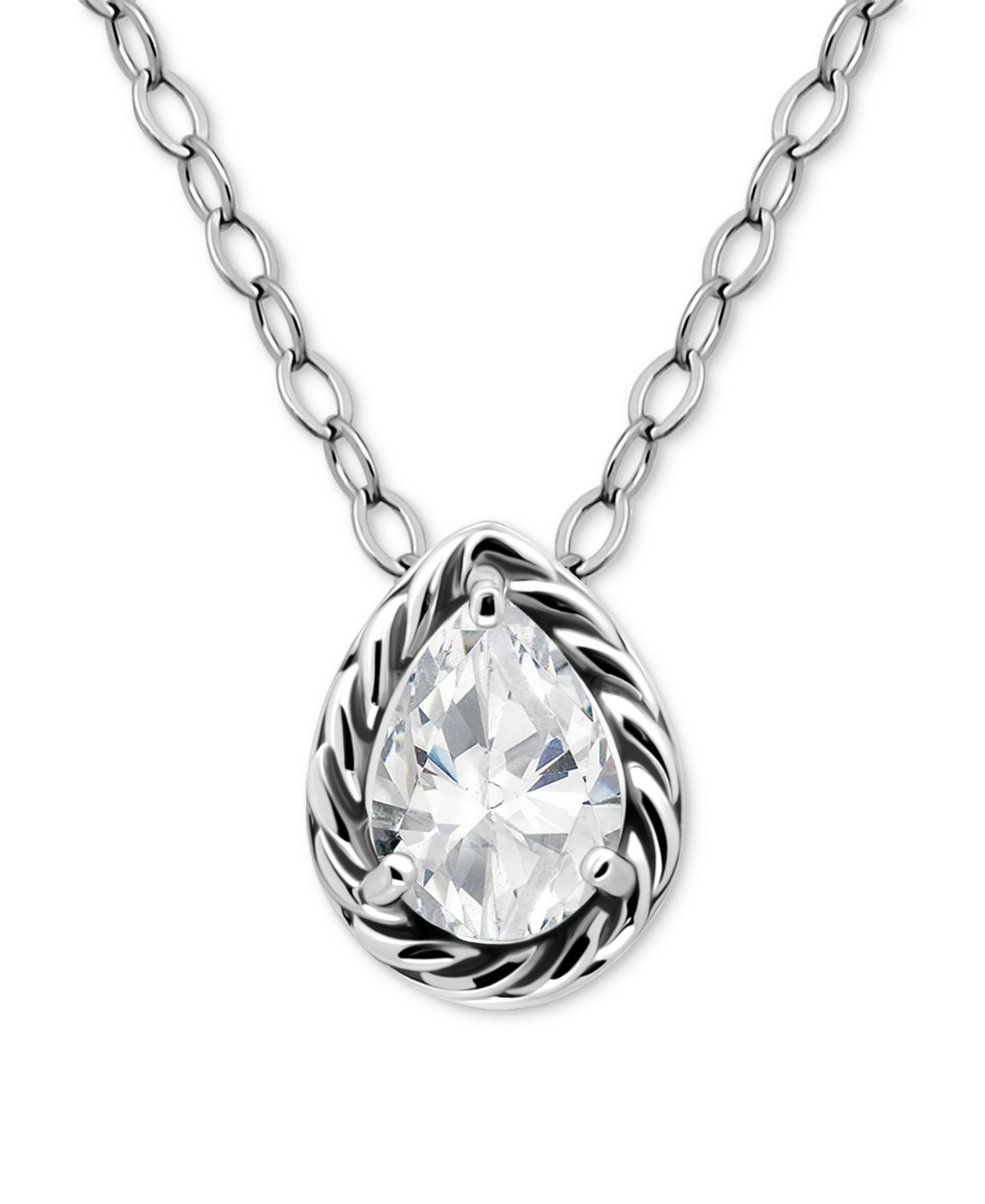 Кулон Giani Bernini с фианитом на цепочке, 18k Gold over Sterling Silver, 16" + 2" extender