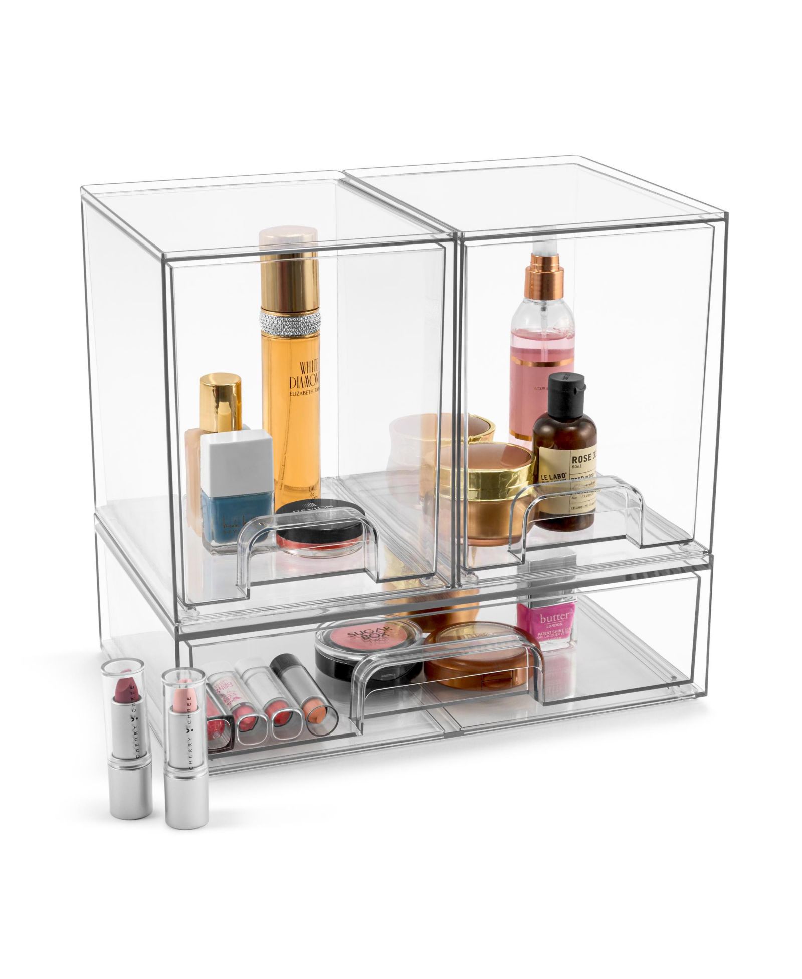 Sorbus 3 Pack Clear Acrylic Drawer Organizers - Makeup Case Pull-Out Drawers (7.6   Tall and 12.1   Wide)