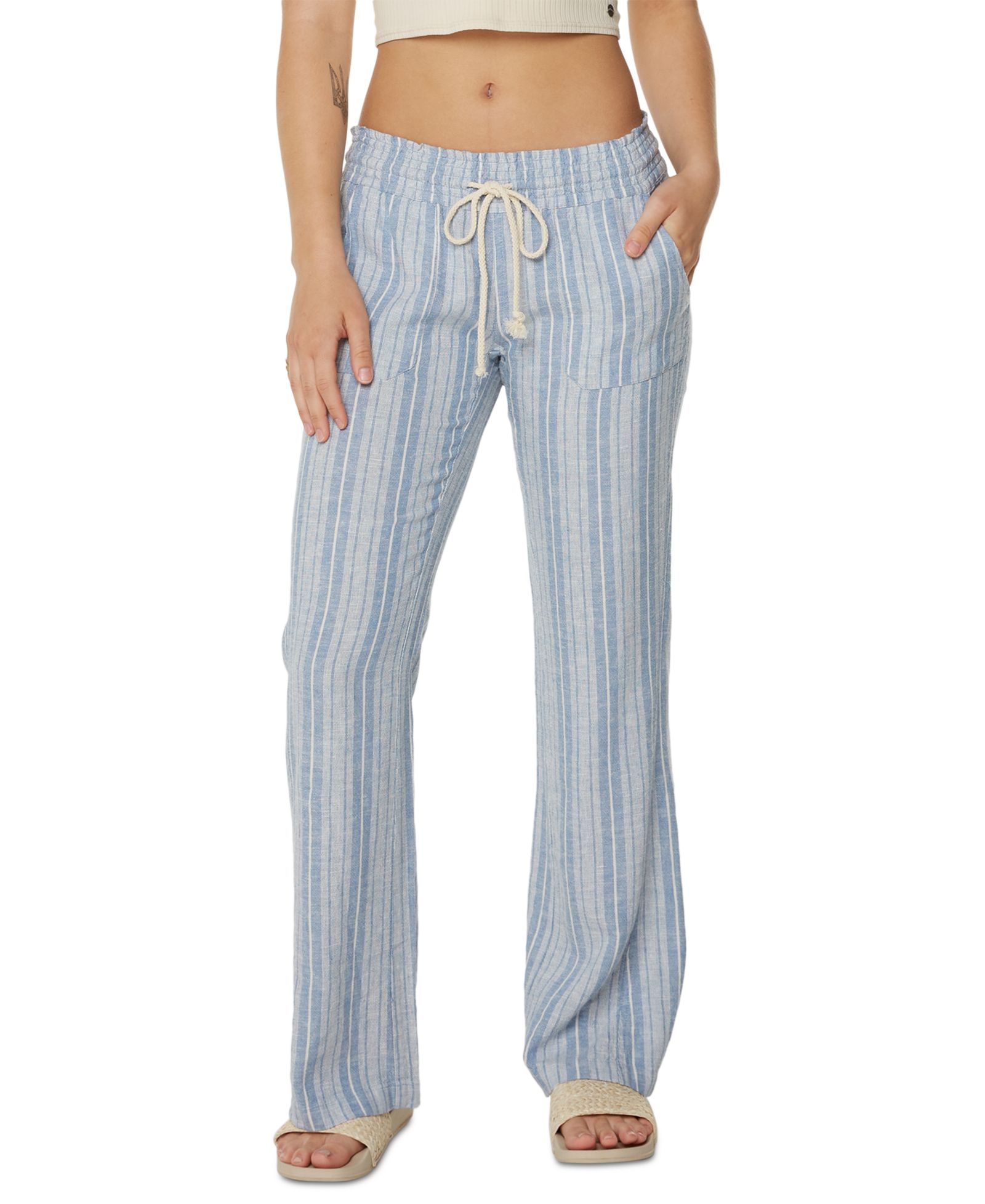 Roxy Women's Oceanside Striped Wide-Leg Beach Pants
