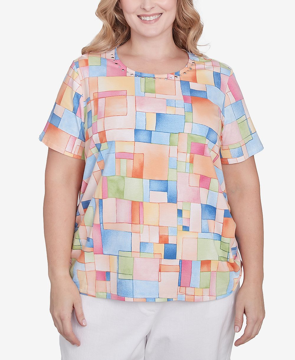 Alfred Dunner Plus Size топ с цветочным принтом и боковой сборкой