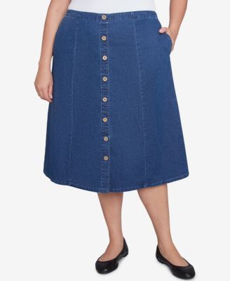 Длинная джинсовая юбка Alfred Dunner Plus Size Paneled Full Length Denim Skirt