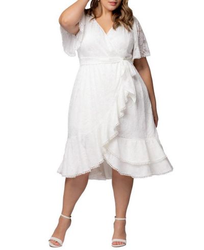 Kiyonna Plus Size Palermo Lace Faux Wrap Cocktail Dress