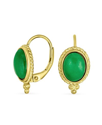 Серьги Bling Jewelry Green Jade Milgrain Cable Edge Drop