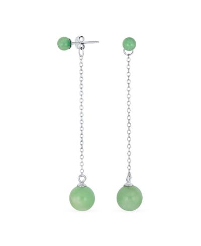 Bling Jewelry Gemstone Chain Ball Dangle Earrings .925 Sterling Silver