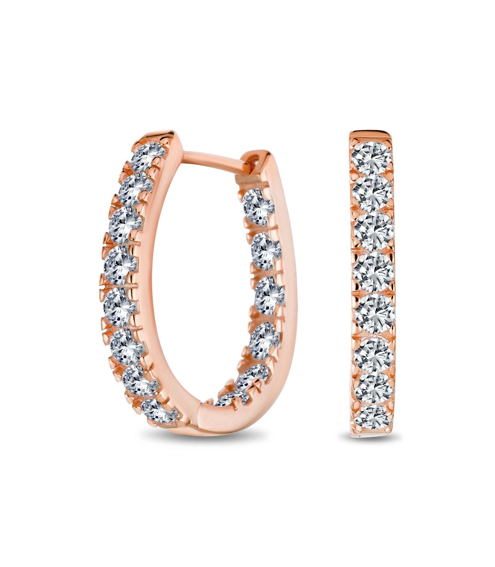 Серьги-кольца Bling Jewelry Classic Oval CZ Sterling Silver