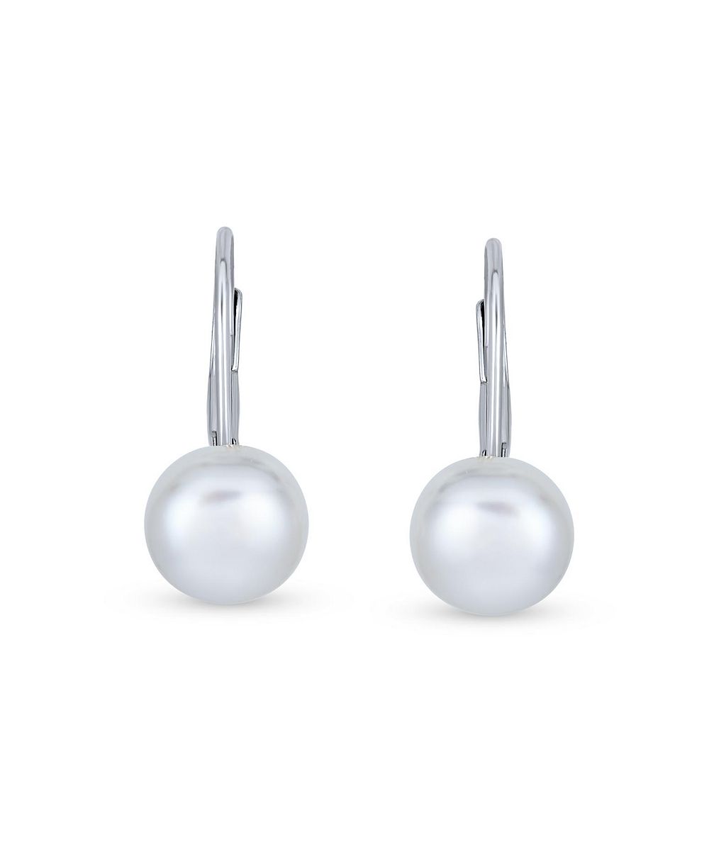 Bling Jewelry Pink Freshwater Culture Button Pearl Earrings Sterling Silver Leverback