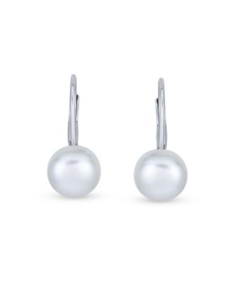 Bling Jewelry Pink Freshwater Culture Button Pearl Earrings Sterling Silver Leverback