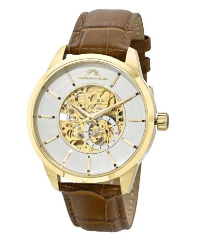 Мужские часы Porsamo Bleu Cassius Automatic с коричневым кожаным ремешком 45 mm