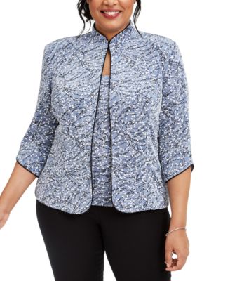 Комплект жакет и топ Alex Evenings Plus Size Printed Mandarin